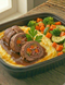 Bife a Rolê com Purê e Legumes